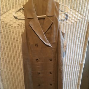 COPY - Sleeveless tan with belt linen dress